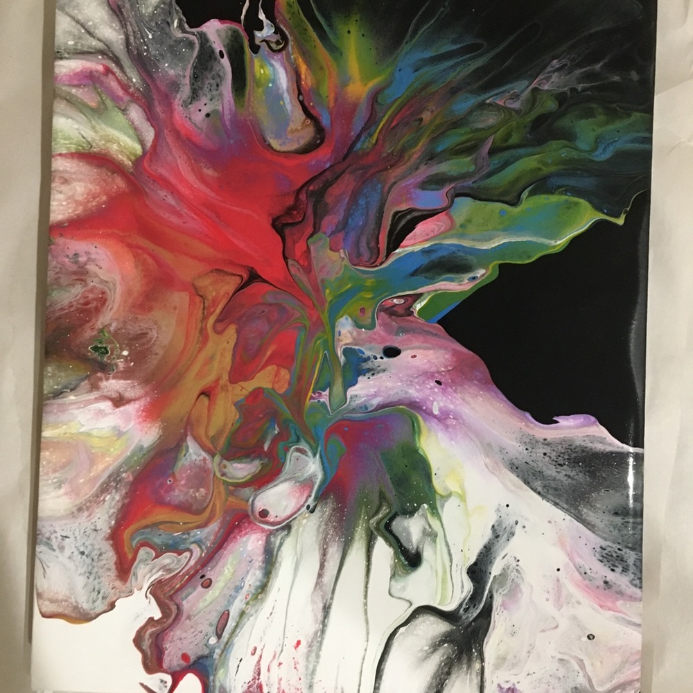 Original handmade Dutch pour 11x14 unframed canvas